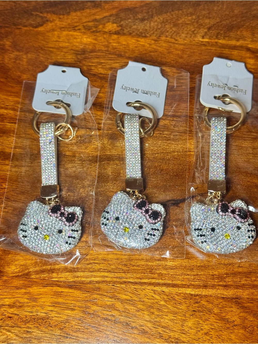 Silver & Pink Keychain or Phone Charm or Bag Charm. No Brand. SET OF 3.